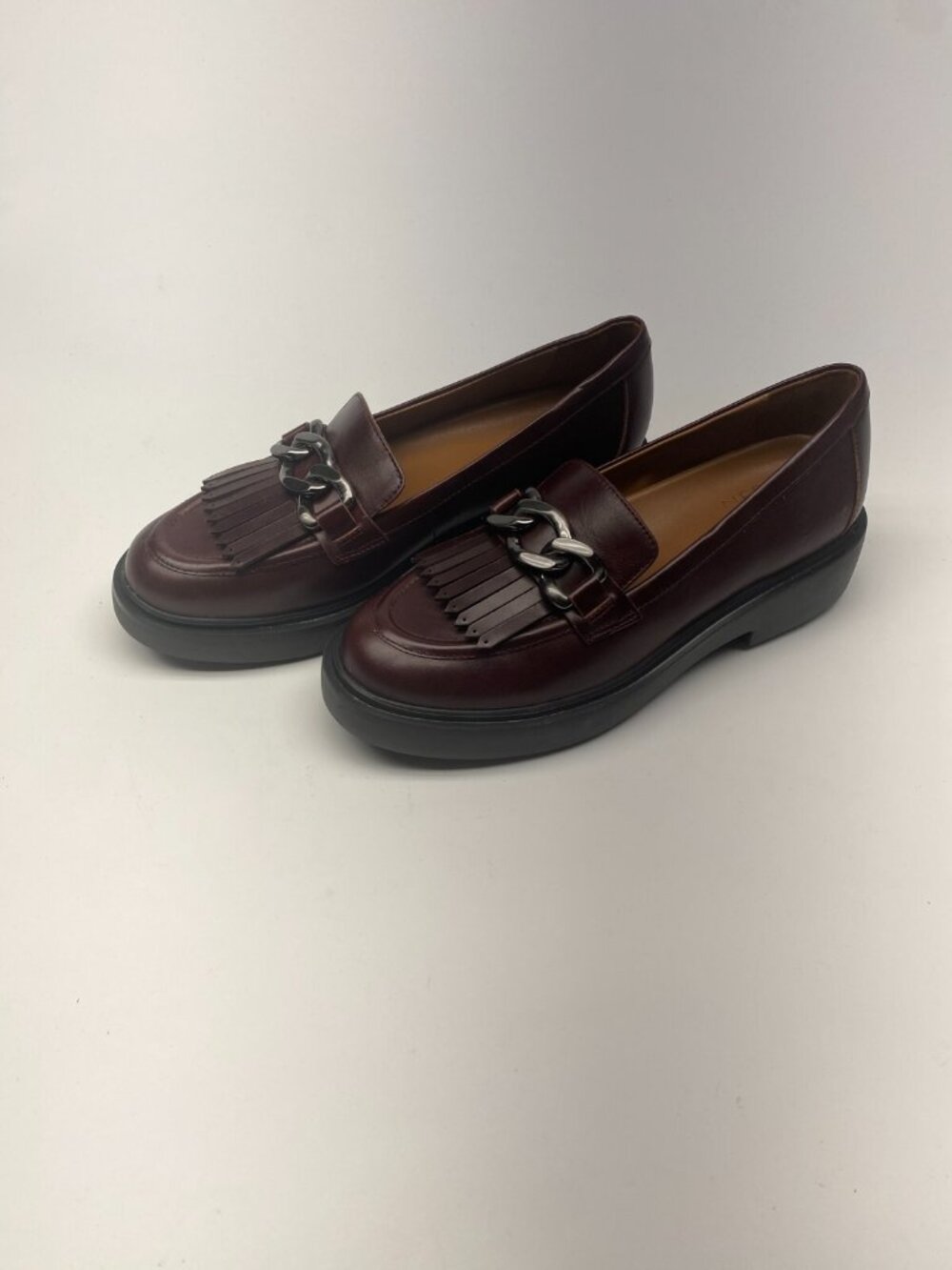 Naturalizer Paris Kiltie Chain Burgundy Leather  Loafers Sz 7.5